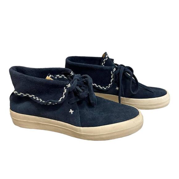 Visvim Shoes - Visvim Navy Flynt Hi Sashiko Suede Sneakers Size 8